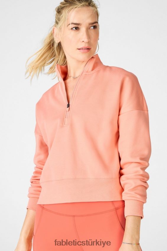 tr Fabletics kadınlar catarina balıkçı yaka yarım fermuarlı kazak çiçek 40R06B2532