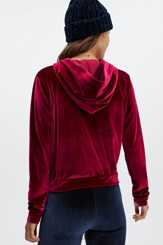 tr Fabletics kadınlar donna kadife kapşonlu kiraz patlaması 40R06B2508