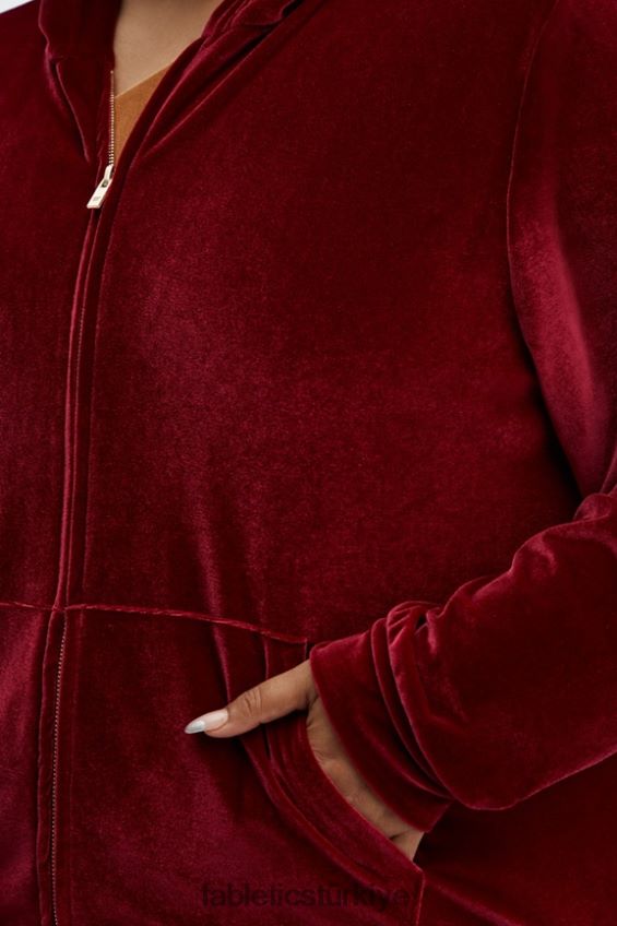 tr Fabletics kadınlar donna kadife kapşonlu kiraz patlaması 40R06B2509