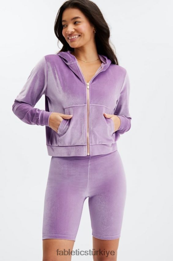 tr Fabletics kadınlar donna kadife kapşonlu parlak leylak 40R06B2507