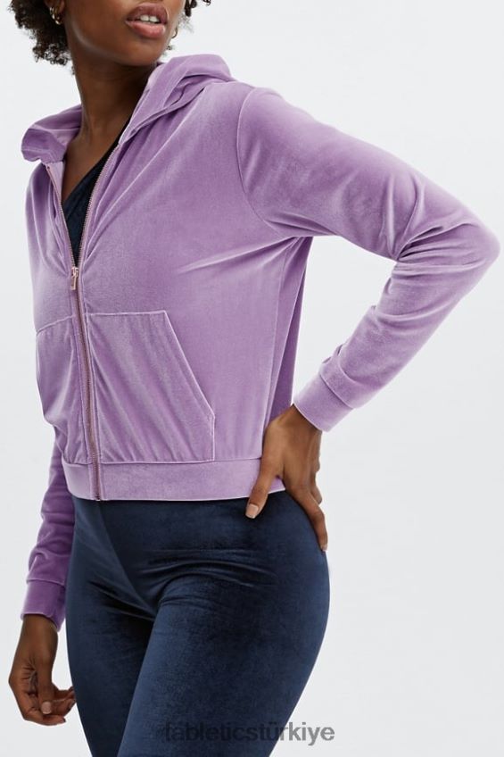 tr Fabletics kadınlar donna kadife kapşonlu parlak leylak 40R06B2507