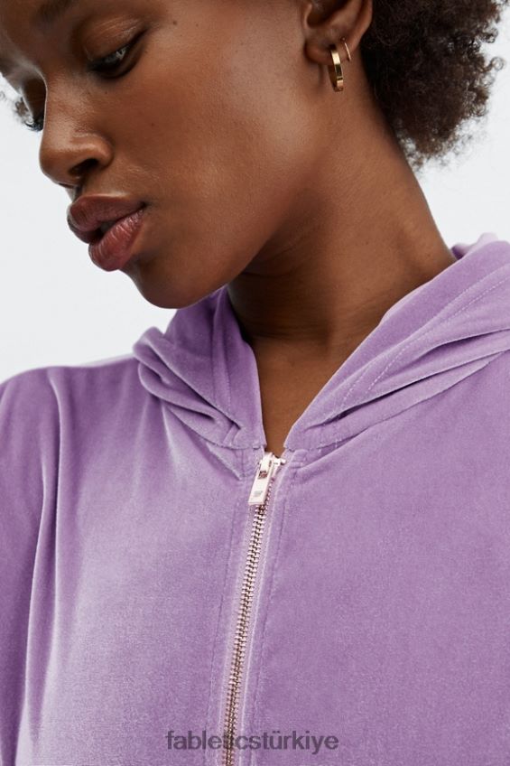 tr Fabletics kadınlar donna kadife kapşonlu parlak leylak 40R06B2507