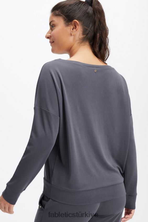 tr Fabletics kadınlar eko şık örgü kayık yakalı kazak kalaylı 40R06B2437