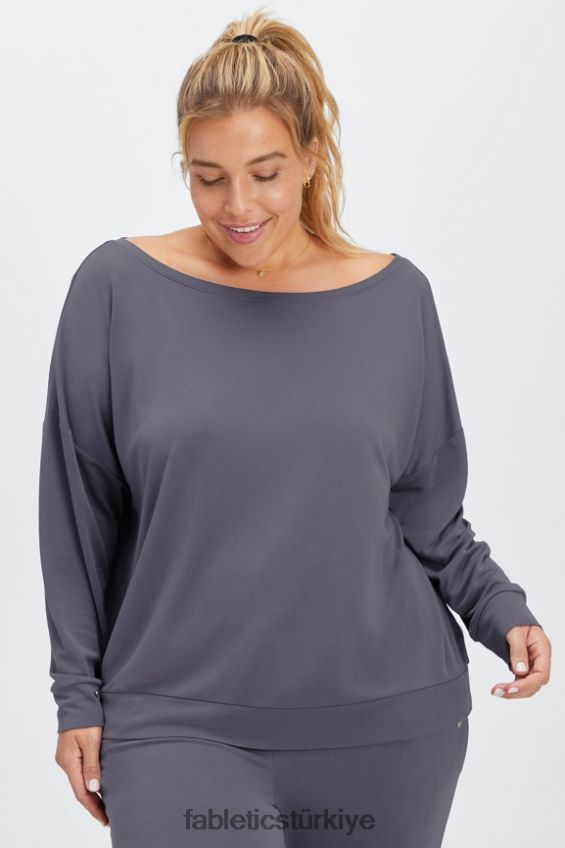 tr Fabletics kadınlar eko şık örgü kayık yakalı kazak kalaylı 40R06B2438