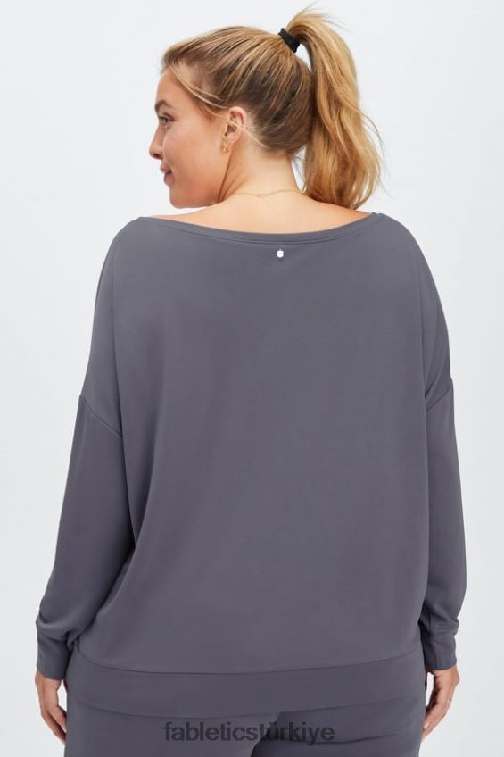 tr Fabletics kadınlar eko şık örgü kayık yakalı kazak kalaylı 40R06B2438