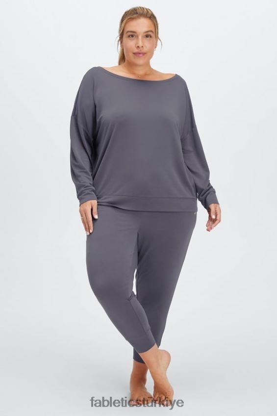 tr Fabletics kadınlar eko şık örgü kayık yakalı kazak kalaylı 40R06B2438