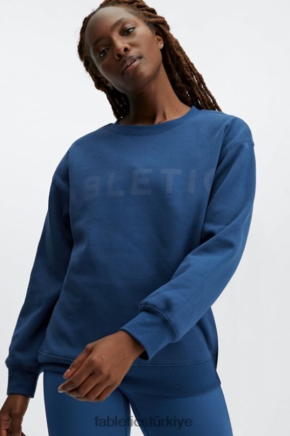 tr Fabletics kadınlar eko sıfır yaka sweatshirt lacivert şakayık/soluk kot 40R06B2479