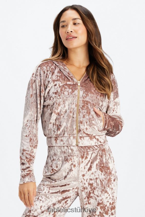 tr Fabletics kadınlar ezilmiş kadife fermuarlı kapşonlu oyuncak 40R06B2485