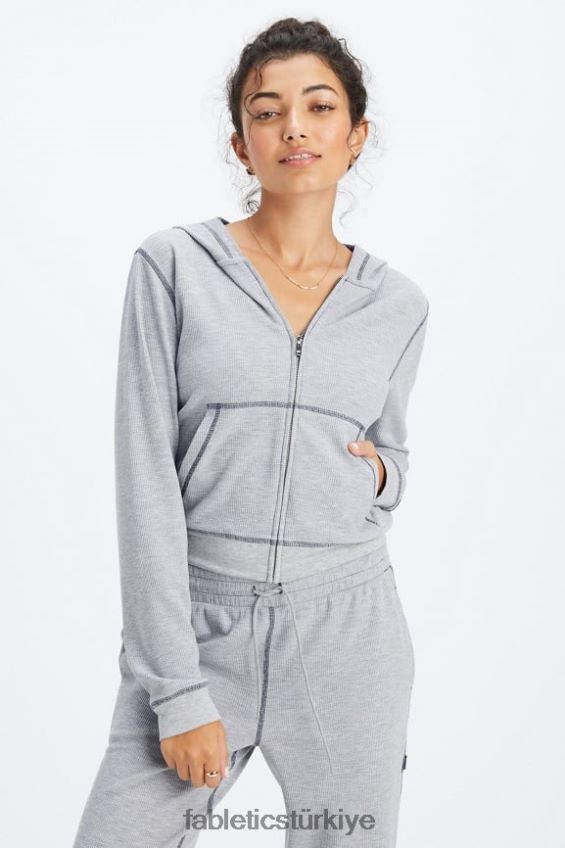 tr Fabletics kadınlar fermuarlı waffle kapşonlu klasik gri melanj/kalaylı 40R06B2496