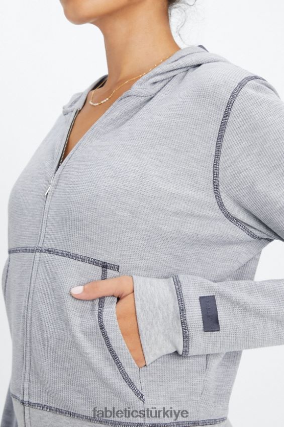 tr Fabletics kadınlar fermuarlı waffle kapşonlu klasik gri melanj/kalaylı 40R06B2496