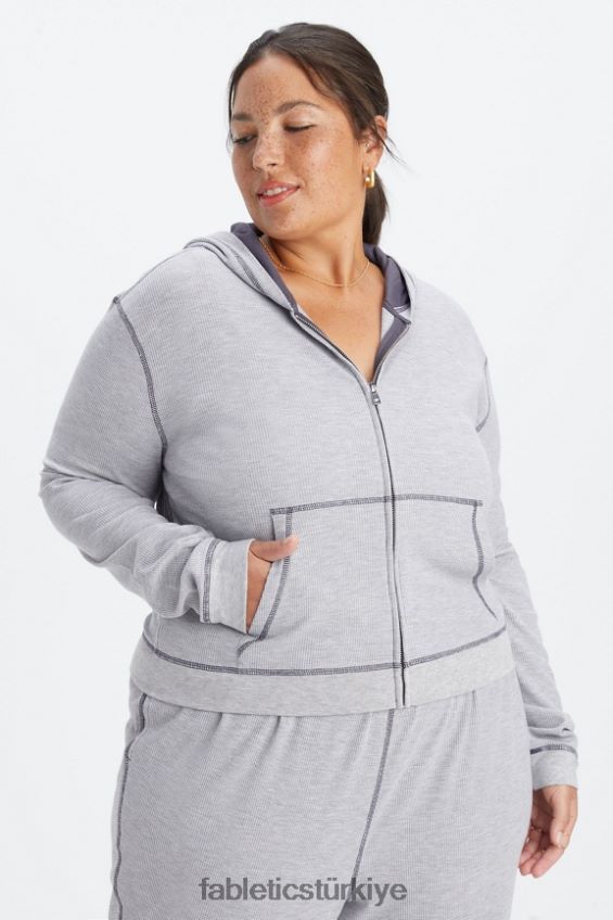 tr Fabletics kadınlar fermuarlı waffle kapşonlu klasik gri melanj/kalaylı 40R06B2497
