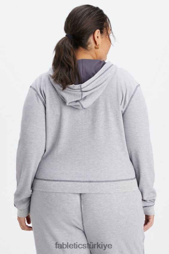 tr Fabletics kadınlar fermuarlı waffle kapşonlu klasik gri melanj/kalaylı 40R06B2497