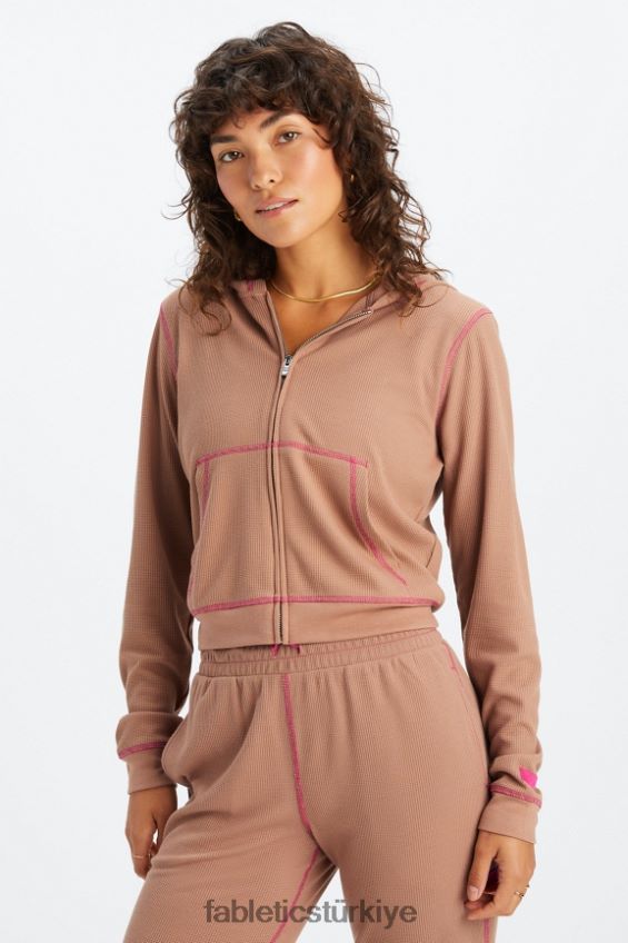 tr Fabletics kadınlar fermuarlı waffle kapşonlu oyuncak/fuşya 40R06B2495