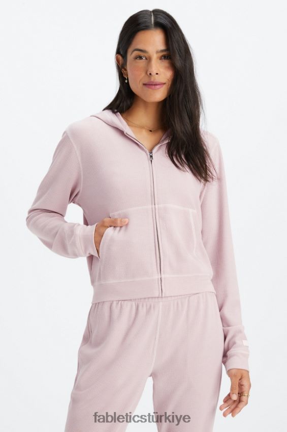 tr Fabletics kadınlar fermuarlı waffle kapşonlu sessiz leylak rengi/taç yaprağı 40R06B2494