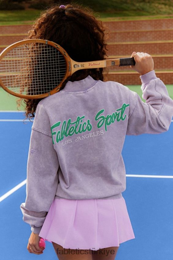 tr Fabletics kadınlar hafif havlu kumaştan yarım fermuarlı sweatshirt mor evren/grafik 40R06B2440