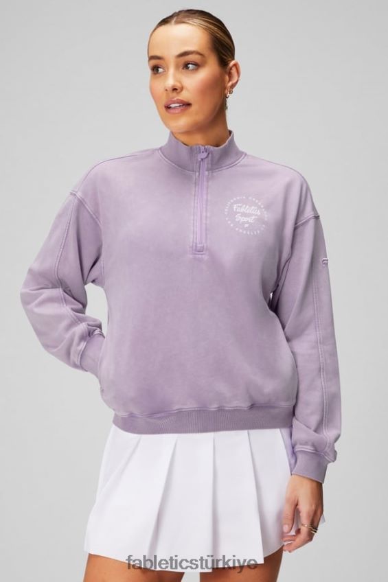 tr Fabletics kadınlar hafif havlu kumaştan yarım fermuarlı sweatshirt mor evren/grafik 40R06B2440