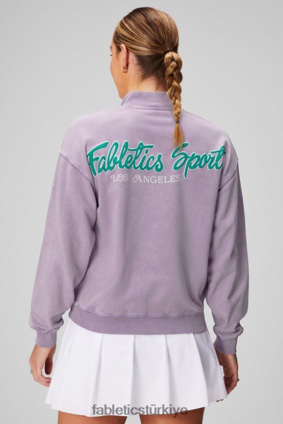 tr Fabletics kadınlar hafif havlu kumaştan yarım fermuarlı sweatshirt mor evren/grafik 40R06B2440