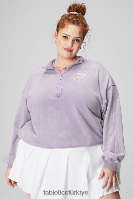tr Fabletics kadınlar hafif havlu kumaştan yarım fermuarlı sweatshirt mor evren/grafik 40R06B2441