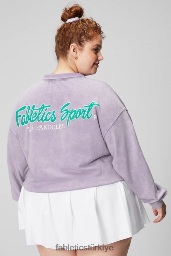 tr Fabletics kadınlar hafif havlu kumaştan yarım fermuarlı sweatshirt mor evren/grafik 40R06B2441