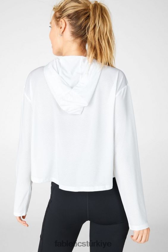 tr Fabletics kadınlar kaia kırpılmış kapşonlu beyaz 40R06B2561