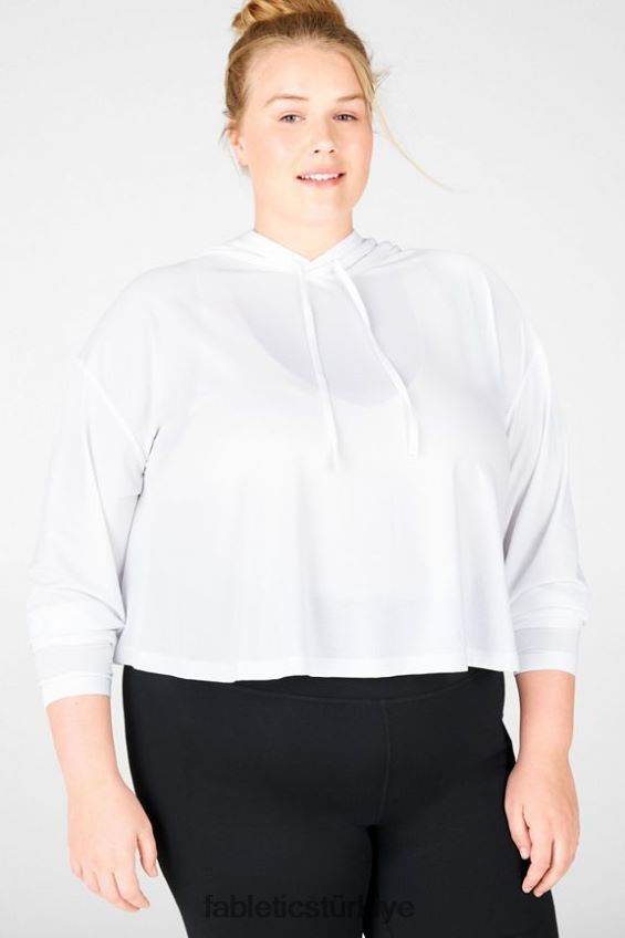 tr Fabletics kadınlar kaia kırpılmış kapşonlu beyaz 40R06B2562