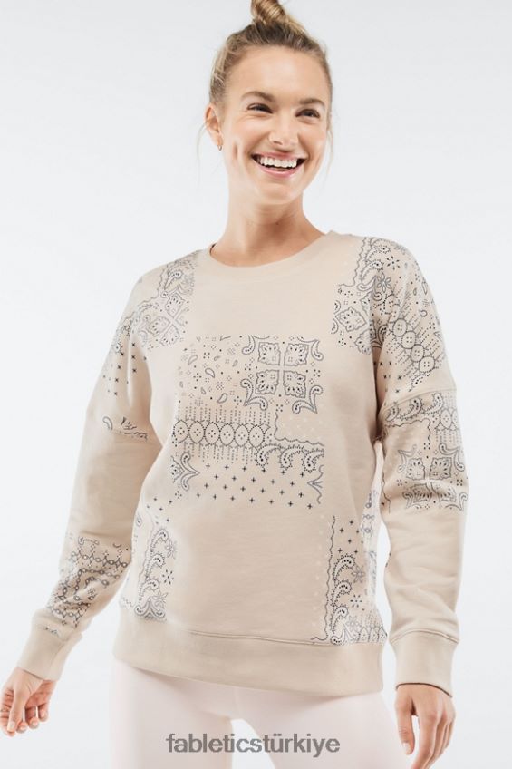 tr Fabletics kadınlar kortney sweatshirt yulaf bloke paisley 40R06B2529