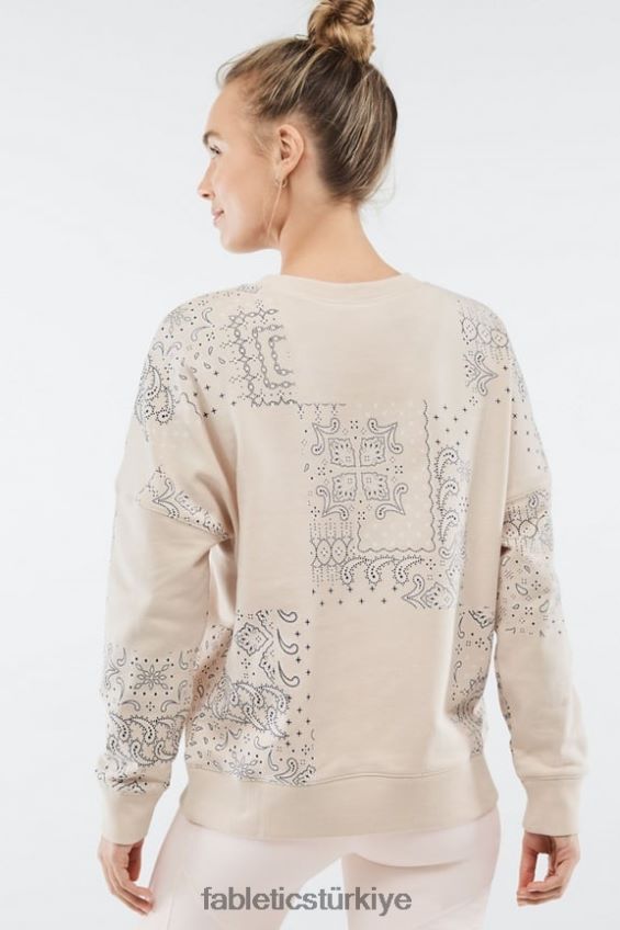 tr Fabletics kadınlar kortney sweatshirt yulaf bloke paisley 40R06B2529
