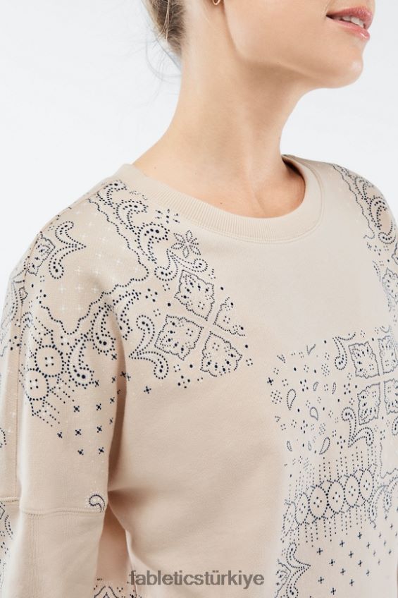 tr Fabletics kadınlar kortney sweatshirt yulaf bloke paisley 40R06B2529