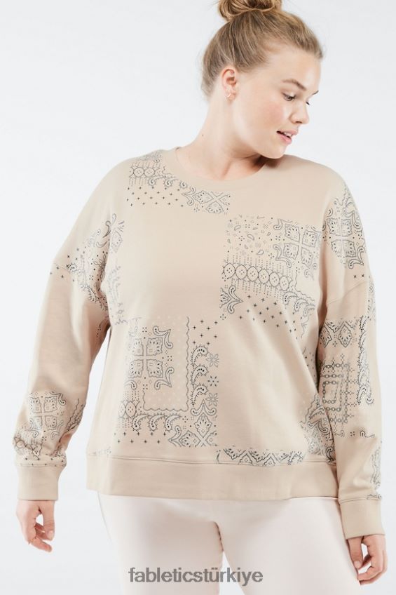 tr Fabletics kadınlar kortney sweatshirt yulaf bloke paisley 40R06B2530