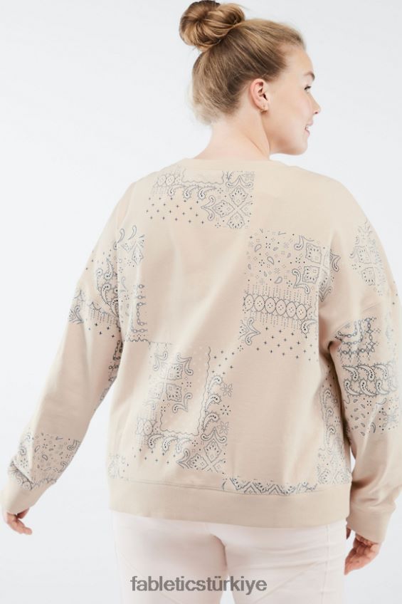tr Fabletics kadınlar kortney sweatshirt yulaf bloke paisley 40R06B2530