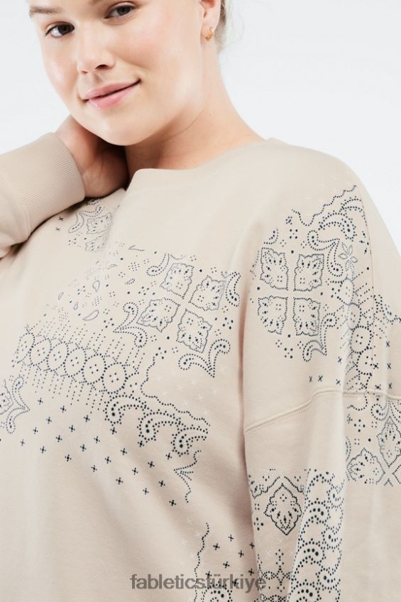 tr Fabletics kadınlar kortney sweatshirt yulaf bloke paisley 40R06B2530