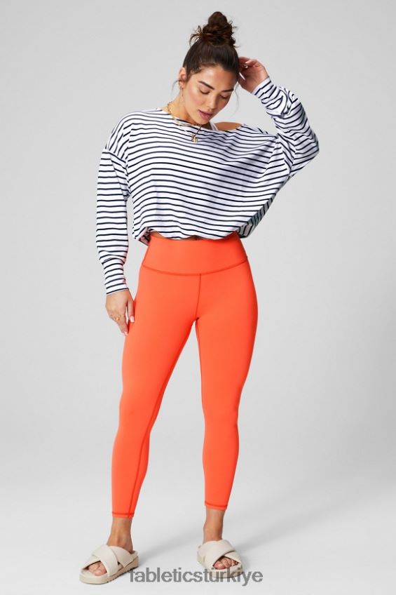 tr Fabletics kadınlar lüks havlu askısız omuzlu kazak fransız şerit/tutku turuncu 40R06B2422