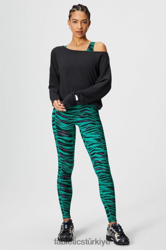 tr Fabletics kadınlar lüks havlu askısız omuzlu kazak siyah 40R06B2423