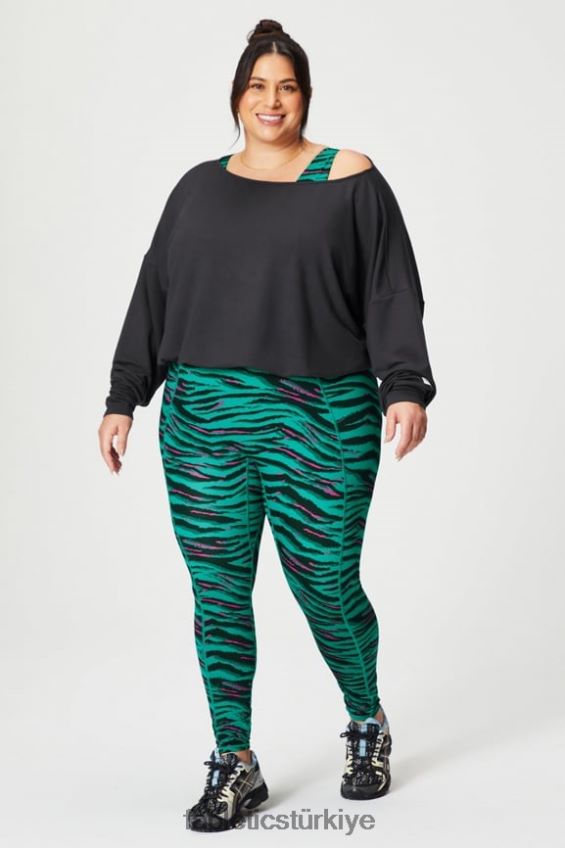 tr Fabletics kadınlar lüks havlu askısız omuzlu kazak siyah 40R06B2424