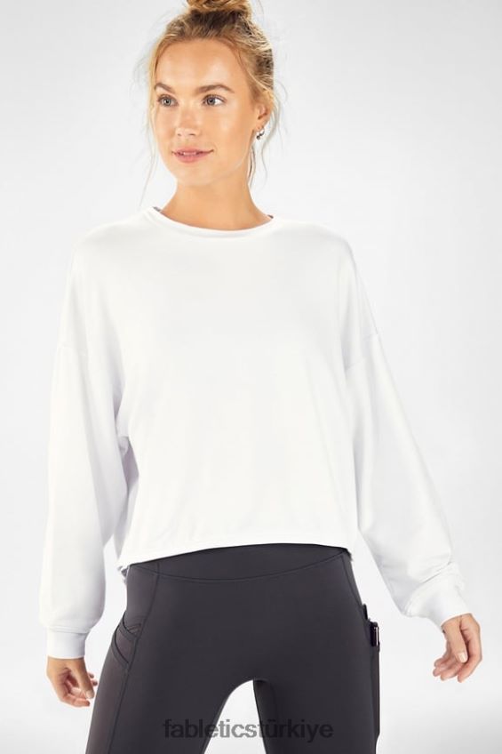 tr Fabletics kadınlar lüks kısa kazak beyaz 40R06B2431