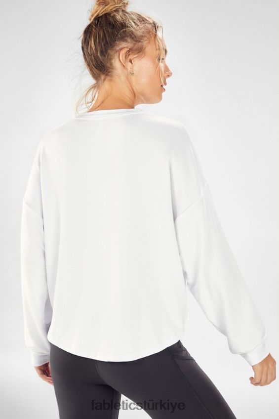 tr Fabletics kadınlar lüks kısa kazak beyaz 40R06B2431