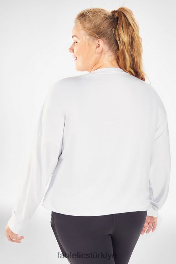 tr Fabletics kadınlar lüks kısa kazak beyaz 40R06B2432