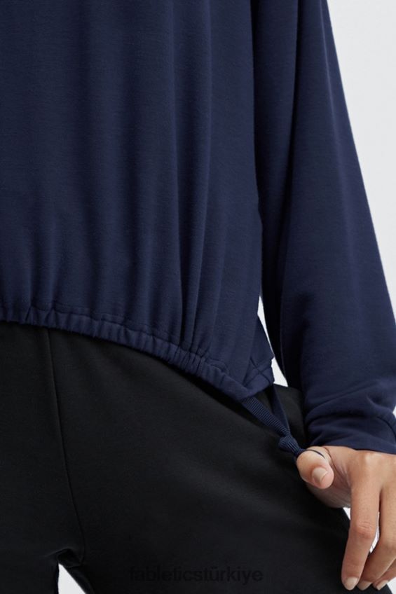 tr Fabletics kadınlar lüks kısa kazak derin donanma 40R06B2426