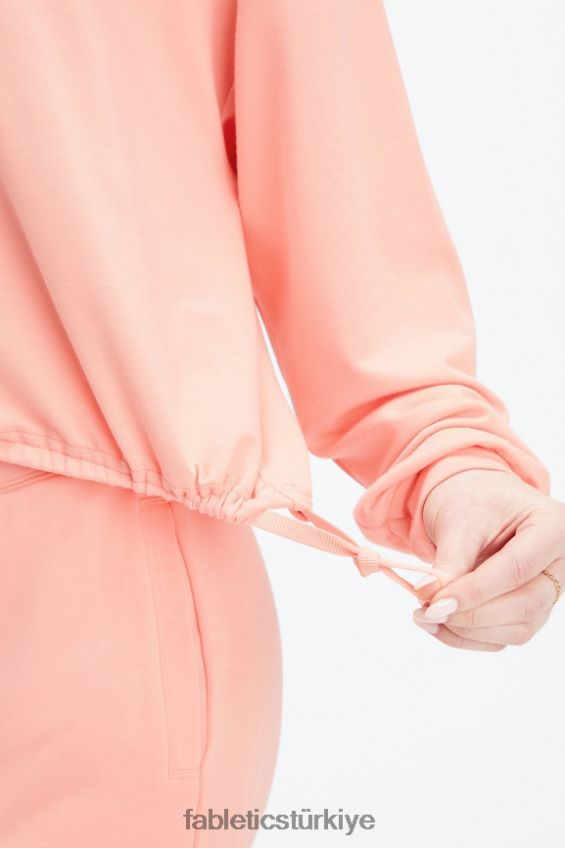 tr Fabletics kadınlar lüks kısa kazak pembe toz 40R06B2428