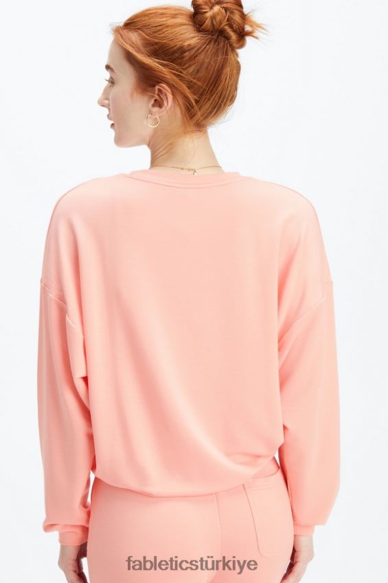 tr Fabletics kadınlar lüks kısa kazak pembe toz 40R06B2428