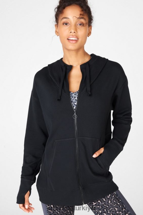 tr Fabletics kadınlar leah büyük boy kapşonlu siyah 40R06B2559
