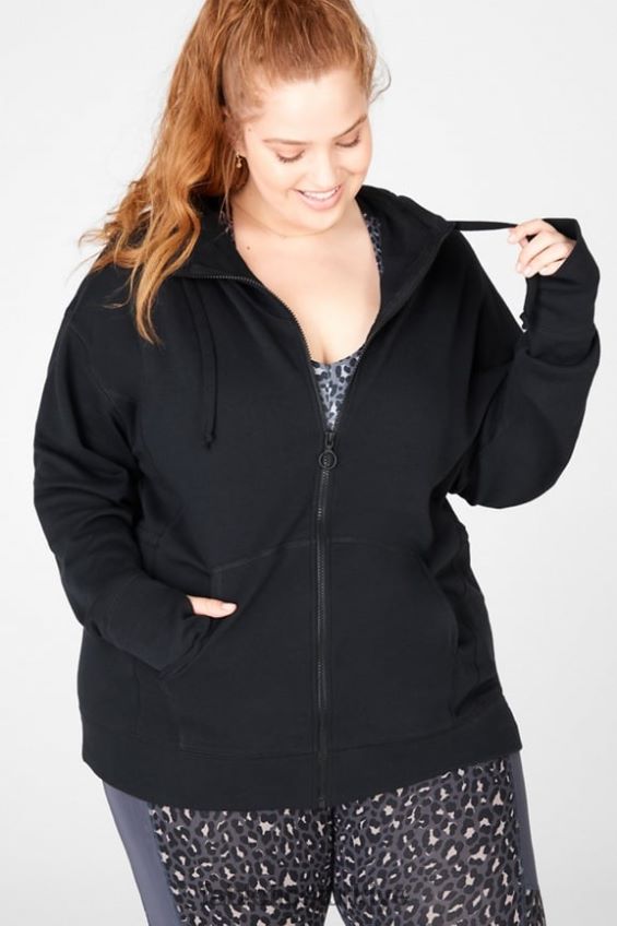 tr Fabletics kadınlar leah büyük boy kapşonlu siyah 40R06B2560