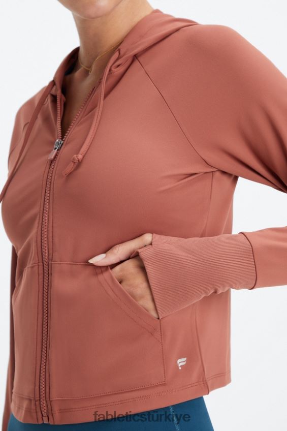 tr Fabletics kadınlar oasis kırpılmış kapşonlu maun 40R06B2449