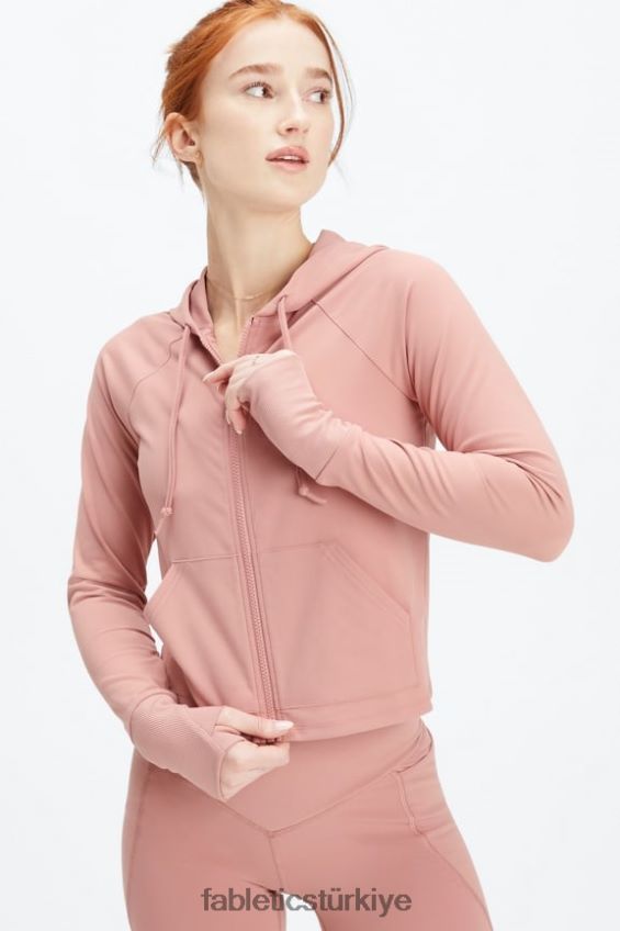 tr Fabletics kadınlar oasis kırpılmış kapşonlu pembe kanyon 40R06B2451