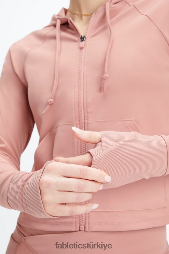 tr Fabletics kadınlar oasis kırpılmış kapşonlu pembe kanyon 40R06B2451