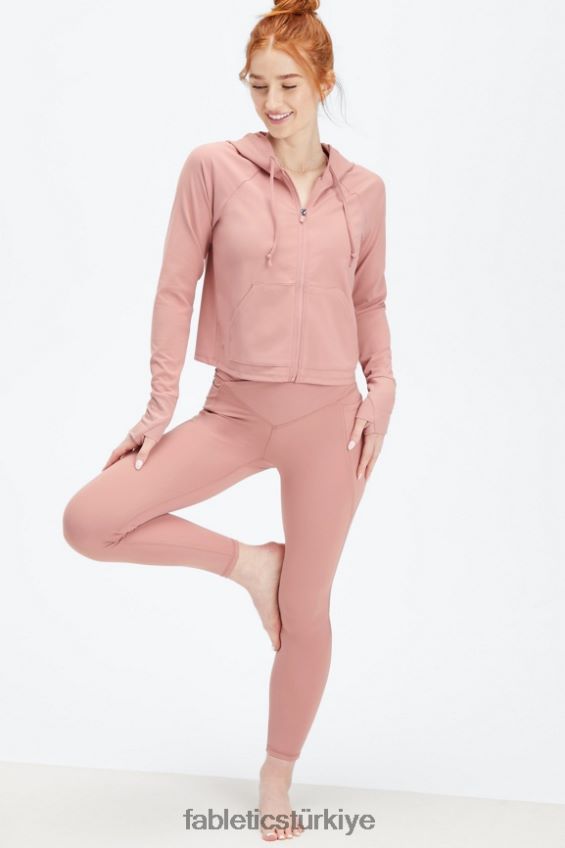 tr Fabletics kadınlar oasis kırpılmış kapşonlu pembe kanyon 40R06B2451