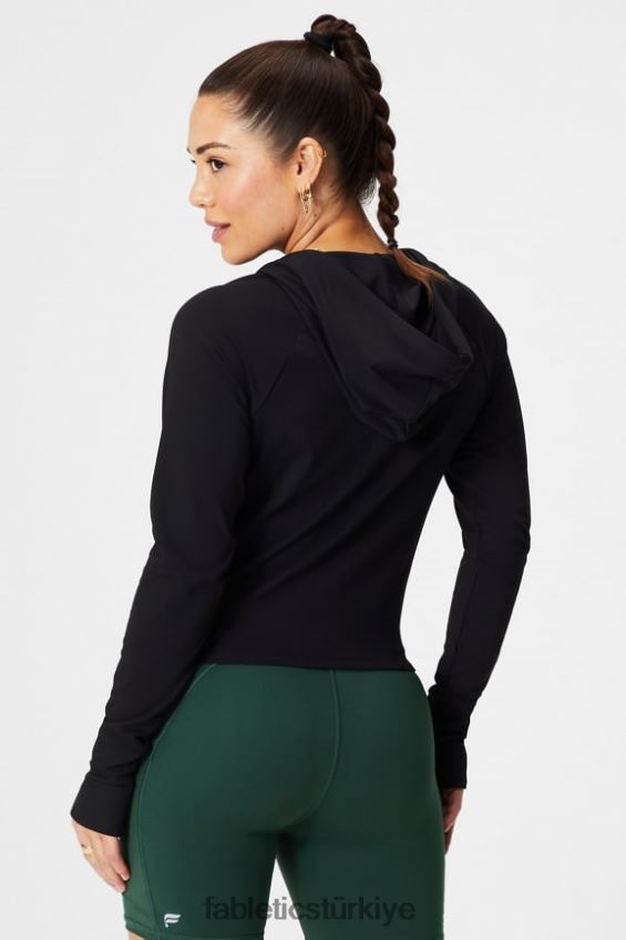 tr Fabletics kadınlar oasis kırpılmış kapşonlu siyah 40R06B2446