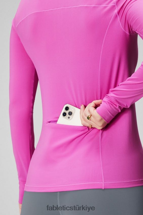 tr Fabletics kadınlar phoenix yarım fermuarlı orta katman pembe kaçış/logo 40R06B2580