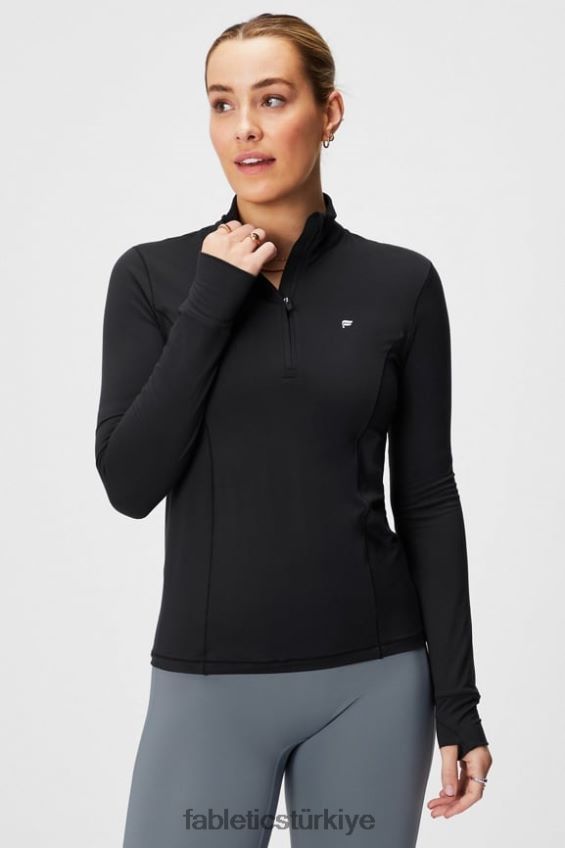tr Fabletics kadınlar phoenix yarım fermuarlı orta katman siyah 40R06B2581