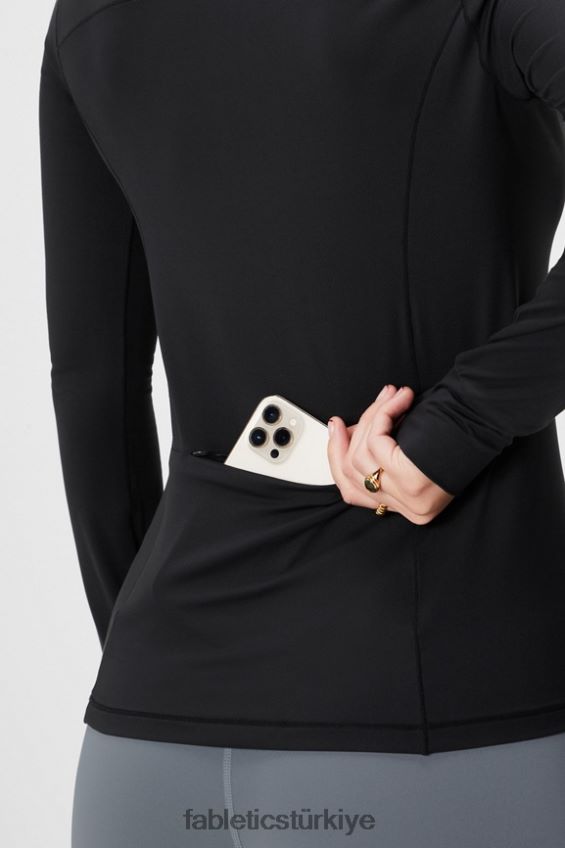 tr Fabletics kadınlar phoenix yarım fermuarlı orta katman siyah 40R06B2581